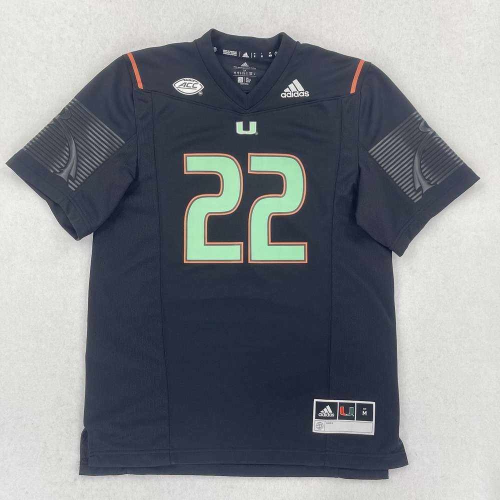 Adidas Miami Hurricanes Football Jersey Mens M Black Miami Nights Authentic #22
